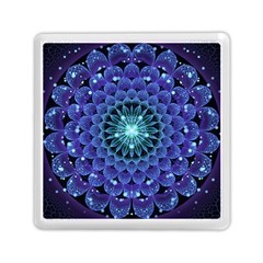 Accordant Electric Blue Fractal Flower Mandala Memory Card Reader (square)  by jayaprime