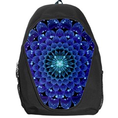 Accordant Electric Blue Fractal Flower Mandala Backpack Bag by jayaprime