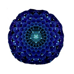 Accordant Electric Blue Fractal Flower Mandala Standard 15  Premium Round Cushions by jayaprime