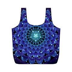 Accordant Electric Blue Fractal Flower Mandala Full Print Recycle Bags (m)  by jayaprime