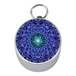 Accordant Electric Blue Fractal Flower Mandala Mini Silver Compasses Front