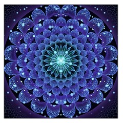 Accordant Electric Blue Fractal Flower Mandala Large Satin Scarf (square) by jayaprime