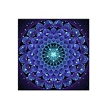 Accordant Electric Blue Fractal Flower Mandala Satin Bandana Scarf Front