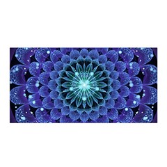 Accordant Electric Blue Fractal Flower Mandala Satin Wrap by jayaprime