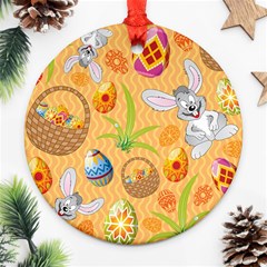 Easter Bunny And Egg Basket Ornament (round) by allthingseveryone