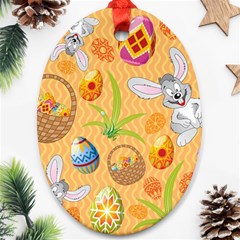 Easter Bunny And Egg Basket Ornament (oval) by allthingseveryone