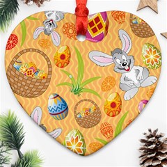 Easter Bunny And Egg Basket Ornament (heart) by allthingseveryone