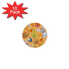 Easter Bunny And Egg Basket 1  Mini Buttons (10 Pack)  by allthingseveryone