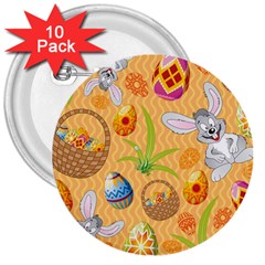 Easter Bunny And Egg Basket 3  Buttons (10 Pack)  by allthingseveryone