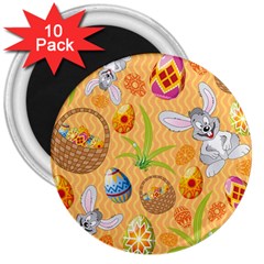 Easter Bunny And Egg Basket 3  Magnets (10 Pack)  by allthingseveryone