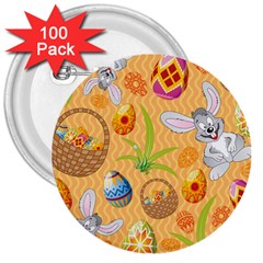 Easter Bunny And Egg Basket 3  Buttons (100 Pack)  by allthingseveryone