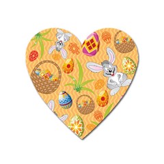 Easter Bunny And Egg Basket Heart Magnet by allthingseveryone