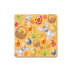 Easter Bunny And Egg Basket Square Magnet by allthingseveryone