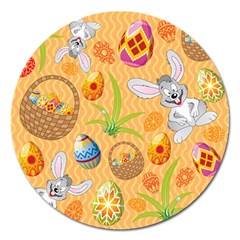 Easter Bunny And Egg Basket Magnet 5  (round) by allthingseveryone