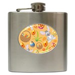 Easter Bunny And Egg Basket Hip Flask (6 oz) Front