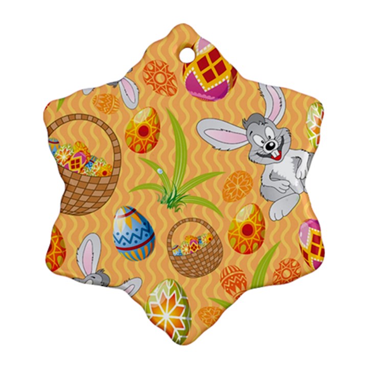 Easter Bunny And Egg Basket Ornament (Snowflake)