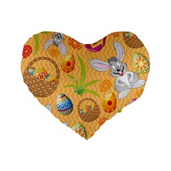 Easter Bunny And Egg Basket Standard 16  Premium Heart Shape Cushions by allthingseveryone