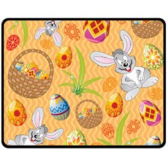 Easter Bunny And Egg Basket Double Sided Fleece Blanket (medium)  by allthingseveryone