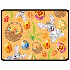 Easter Bunny And Egg Basket Double Sided Fleece Blanket (large)  by allthingseveryone