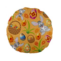 Easter Bunny And Egg Basket Standard 15  Premium Flano Round Cushions by allthingseveryone