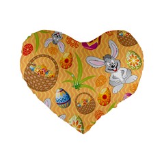 Easter Bunny And Egg Basket Standard 16  Premium Flano Heart Shape Cushions by allthingseveryone