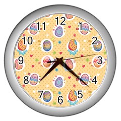 Fun Easter Eggs Wall Clocks (silver)  by allthingseveryone