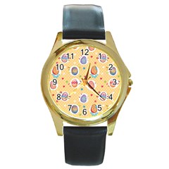 Fun Easter Eggs Round Gold Metal Watch by allthingseveryone