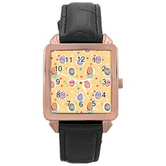 Fun Easter Eggs Rose Gold Leather Watch  by allthingseveryone