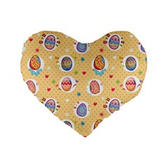 Fun Easter Eggs Standard 16  Premium Flano Heart Shape Cushions by allthingseveryone