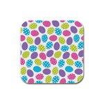 Polka dot Easter Eggs Rubber Square Coaster (4 pack)  Front