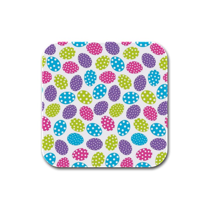 Polka dot Easter Eggs Rubber Square Coaster (4 pack) 