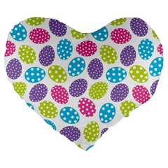 Polka Dot Easter Eggs Large 19  Premium Heart Shape Cushions by allthingseveryone