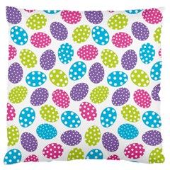 Polka Dot Easter Eggs Large Flano Cushion Case (one Side) by allthingseveryone