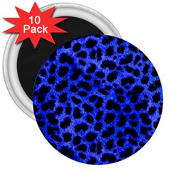 Blue Cheetah Print  3  Magnets (10 Pack)  by Bigfootshirtshop