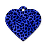 Blue Cheetah Print  Dog Tag Heart (Two Sides) Front