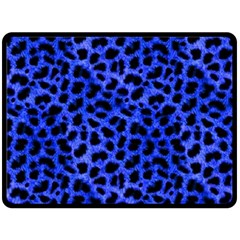 Blue Cheetah Print  Fleece Blanket (large)  by Bigfootshirtshop