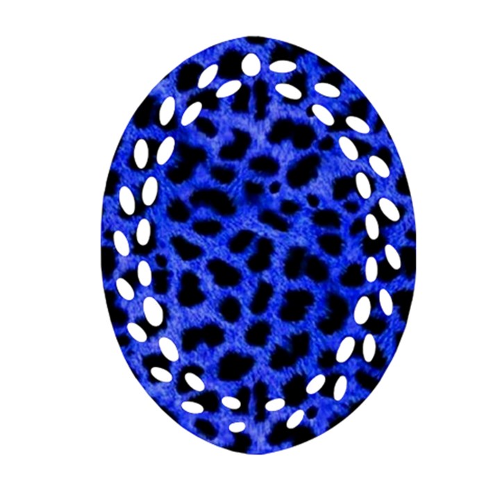 Blue Cheetah Print  Ornament (Oval Filigree)