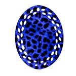 Blue Cheetah Print  Oval Filigree Ornament (Two Sides) Front