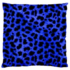 Blue Cheetah Print  Large Cushion Case (one Side) by allthingseveryone