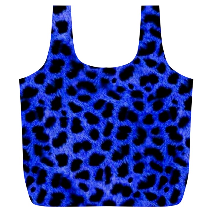 Blue Cheetah Print  Full Print Recycle Bags (L) 