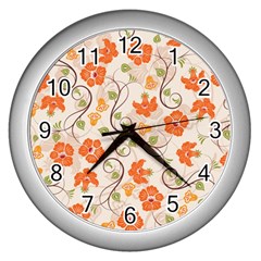 Honeysuckle Delight Wall Clocks (silver)  by allthingseveryone