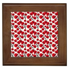 Red Flowers Framed Tiles by allthingseveryone