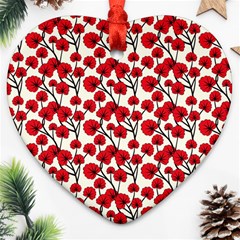 Red Flowers Ornament (heart) by allthingseveryone