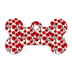 Red Flowers Dog Tag Bone (two Sides) by allthingseveryone