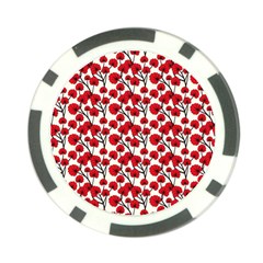 Red Flowers Poker Chip Card Guard by allthingseveryone