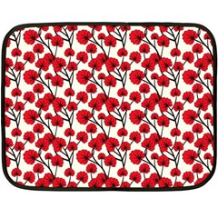 Red Flowers Double Sided Fleece Blanket (mini)  by allthingseveryone