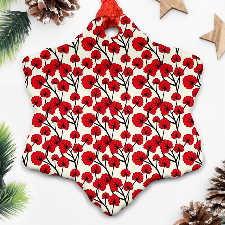 Red Flowers Ornament (Snowflake)