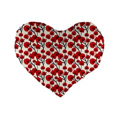 Red Flowers Standard 16  Premium Flano Heart Shape Cushions by allthingseveryone