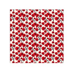 Red Flowers Small Satin Scarf (square) by allthingseveryone