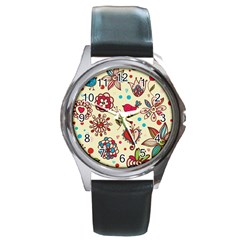 Spring Time Fun Round Metal Watch by allthingseveryone